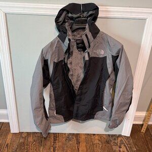 North Face Ski Snow Jacket Sherpa Lined Women's Size Medium Hood Gray Vintage